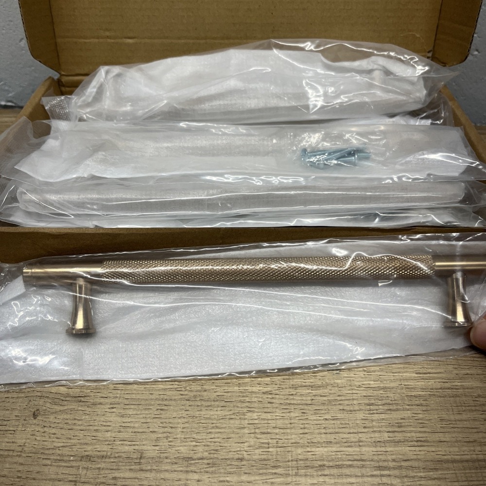 KNOKLOCK 9 Pack 7 Inch(177mm) Kitchen Cabinet Handles Champagne Bronze Ribbed‎